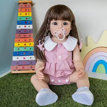 Glat Hår Genfødt Simulering Silikone Prinsesse, Baby Legetøj, Barn Gave Søde Realistisk For Kids Fødselsdag Jul E4i4