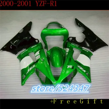 God kvalitet Stødfangere for YZF R1 2000 2001 grøn hvid plast kit YZFR1 00 01 YZF 1000 YZF-R1 kåbe dele kits