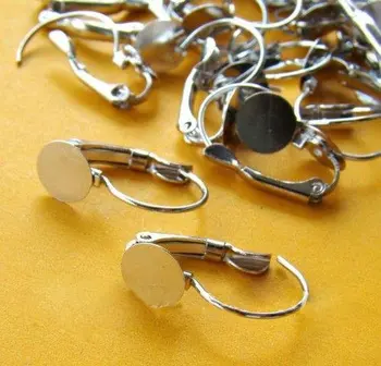Gratis forsendelse!!! DIY smykker-fransk øreringe base sølv farve 8mm pad øreringe resultater EFH0007