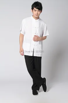 Gratis forsendelse mænd taiji tøj sæt Tai chi jakkesæt mænd kinesiske kung fu uniform kortærmet trøje + bukser Mands Sæt