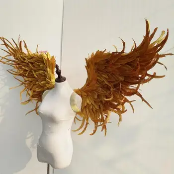 Guld Kreative Skinnende Fjer Angel Feather Vinger Voksen Model Gåtur Cos Part Fuglejagt Rekvisitter Vægmalerier Vægdekoration Prop