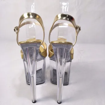 Guld scenen 20 cm crystal sko, gennemsigtig super tyk, vandtæt platform dekorative platform sandaler