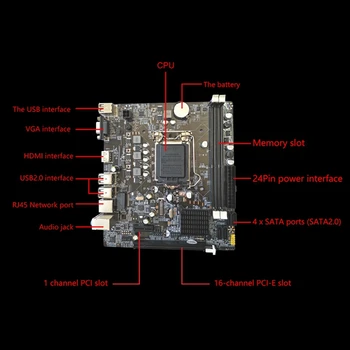 H61 Computer Bundkort LGA 1155 DDR3 Understøtter Dual Core Quad-Core CPU til Core I7-I5 I3 Pentiun Celeron