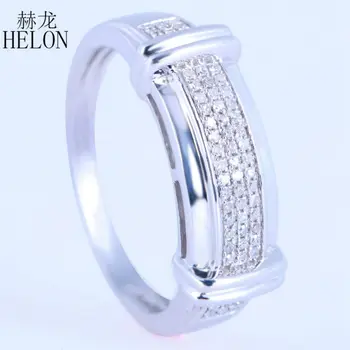 HELON Massivt 14K (AU585) Hvid Guld 0.25 ct Ægte Naturlige Diamanter Engagement Bryllup Mænd Trendy Fine Smykker Ring Party