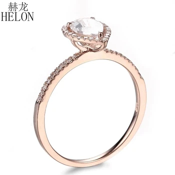 HELON Moissanite Ring Massivt 14K Guld Pære 7x5mm Lab Vokset Diamant Moissanite Kvinder Fine Smykker Engagement Ring