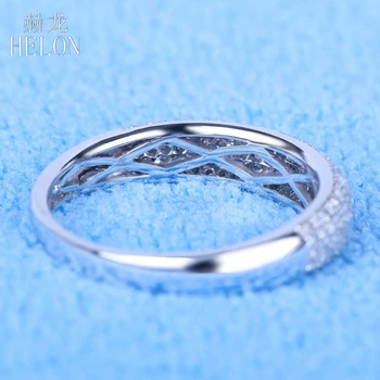 HELON Solid White 10k Guld Cluster Bane 0.5 ct Naturlige Diamanter Kvinder Jubilæum Ring Band Engagement Fine Smykker, Diamanter Ring