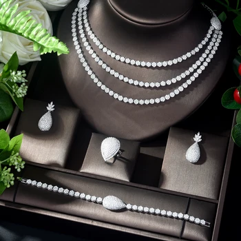 HIBRIDE Trendy Luksus Halskæde Dubai Smykker AAA CZ Brude Smykker Sæt til Kvinder Bryllup Tilbehør Jubilæum N-1121