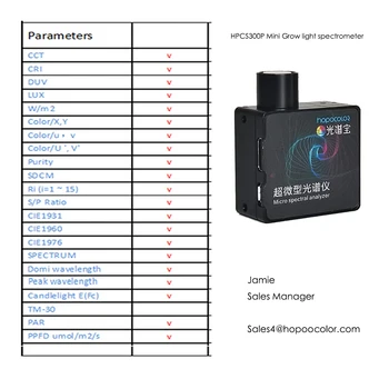 HPCS300 Mini-Spektrometer CCT CRI Lux-Meter for LED Lys Tester med Software