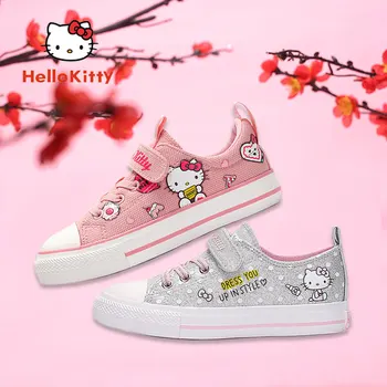 Hello Kitty børnesko Piger Lærred Sneakers 2022 Foråret og Sommeren Åndbar Casual Pige Lav-Top Lejligheder