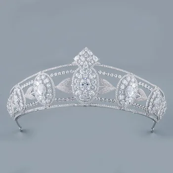 Himstory Smukke Prinsesse Cubic Zircon Tiaras Crown Brude Hår Smykker Bryllup Hår Tilbehør Dronning Festspil Hovedbøjle