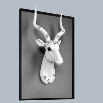Hjem Statue Tilbehør Til Udsmykning Vintage Antilope Hoved Abstrakt Skulptur Værelse Soveværelse Væg Udsmykning Harpiks Hjorte Hovedet Statuer Kunst