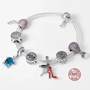 Hot Nye Produkter 2021Arrival 925 Sterling Sølv Hjerte Armbånd Passer Oprindelige Perler Charms DIY Smykker Gave Til Kvinder