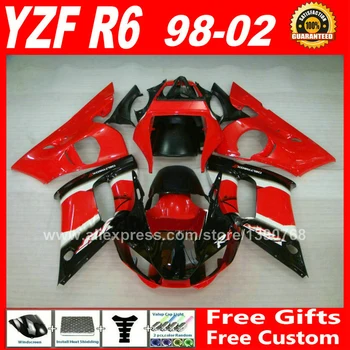 Hot sælger Stødfangere kit til YAMAHA YZF R6 98 99 00 01 02 plast dele yzfr6 fairing kits 1998 1999 2000 2001 2002 V6D1