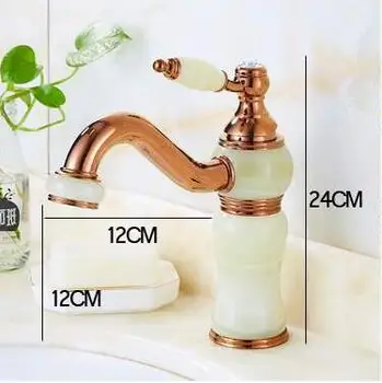 Håndvask Armatur Messing Badeværelse Vask blandingsbatteri Hot & Cold Deck Monteret Hane Rose gold/gold Toilet Tryk på Jade Vand Kran Hane
