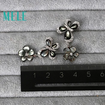 Høj kvalitet, sort shell dingle øreringe til kvinder,Blomme blomster og sommerfugle-form, med 925 sterling sølv charmerende smykker