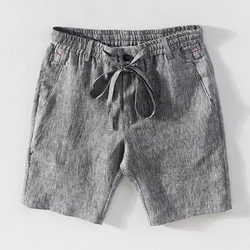 Hør Cool Anti-UV-Sommer Shorts til Mænd Casual Solid Mode Boardshorts Stranden Mandlige Klassiske Snor Shorts Tøj