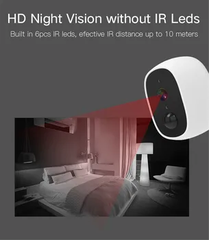 IP-Kamera WiFi Wireless 1080P Genopladeligt Batteri, Kamera Infrarød Night Vision Udendørs Indendørs Baby Monitor CCTV Kamera