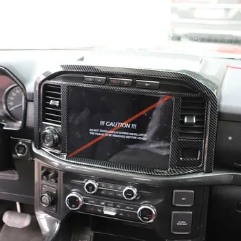 JHO ABS Carbon Korn navigationspanelet Side Vent Outlet Overlay Dække Trim for Ford F150 2021 F150 Bil Tilbehør