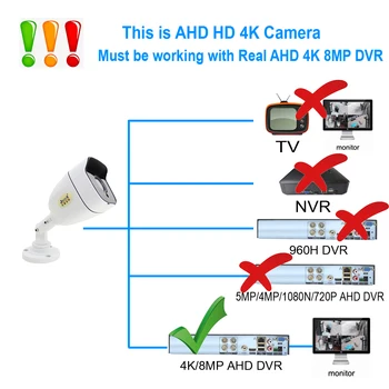 JIENUO HD-4K-AHD IR Kamera CCTV Sikkerheds Overvågnings TVI CVI CVBS Infrarød Night Vision Indendørs Udendørs Vandtæt 8mp Hjem Cam