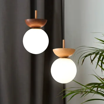 Japansk Stil, Træ, Korn Små Vedhæng Lys LED E14 Til Sengen Korridor kaffebar Kreative Indgået Belysning Hanglamp