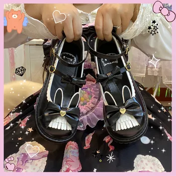 Japansk søde lolita sko kawaii pige tea party prinsesse kawaii sko runde retro blonder sløjfeknude kvinder sko loli cosplay cos