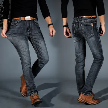 Jeans til mænd 2021 Lige Strækning Efterår Forår Denim Sort Mænds jeans bukser Størrelse 38 40
