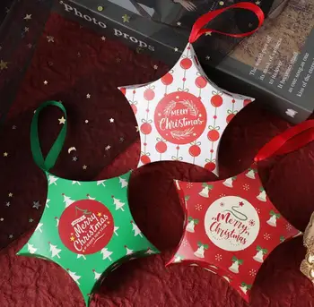 Julegave Æsker Santa Claus Candy Box Star Shape Glædelig Poser, Emballage Nye År Indretning Gave Poser Europæisk Stil SN1358