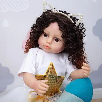 KEIUMI 55CM Reborn Baby Doll Silikone Krop Boneca Kan Badekar Realistisk Hurtig Forsendelse, der er Skræddersyet Krøller Børn Legekammerat Dukke Toy