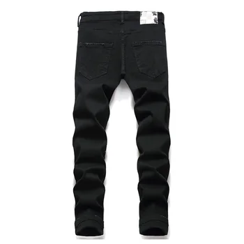 KIOVNO Mode Mænd Sort Printet Jeans Hip Hop Streetwear Denim Bukser Til mænd Stretch Fit