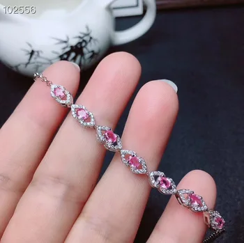 KJJEAXCMY boutique smykker 925 sterling sølv indlagt Naturlige pink safir fine kvindelige Armbånd støtte påvisning classic