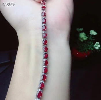 KJJEAXCMY fine smykker 925 sterling sølv indlagt naturlige ruby Pige udsøgt luksus Kinesisk stil perle hånd armbånd støtte tes