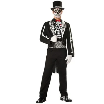 Karneval Middelalderlige Mænd Kjole, Der Passer Jakker Gotisk Stil Halloween Fest Skelet Zombie Vampyr Cosplay Kostume Overfrakke Klæder