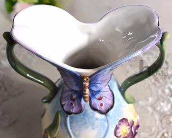 Keramiske kreative blå sommerfugl, blomster vase pot hjem indretning håndværk værelse dekorationer håndværk porcelænsfigurer