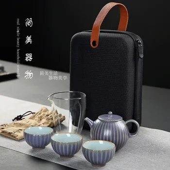 Keramiske tepotter med 2 kopper te porcelæn gaiwan te sæt bærbare rejse te sæt drinkware te pot set kung fu te sæt