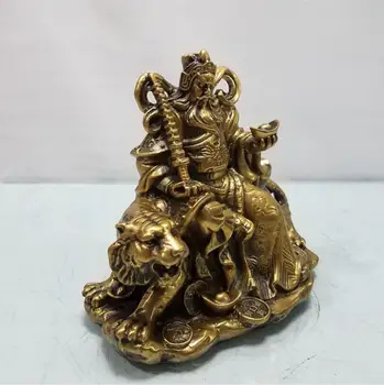 Kina messing ride tiger gud for rigdom håndværk statue