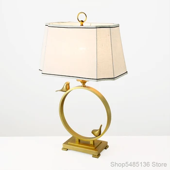 Kinesisk Klassisk Guld Kobber Fugl Bord Lampe til Soveværelset Amerikanske Stue Indretning og Moderne lampe, Villa Hotel Bruser Tabel