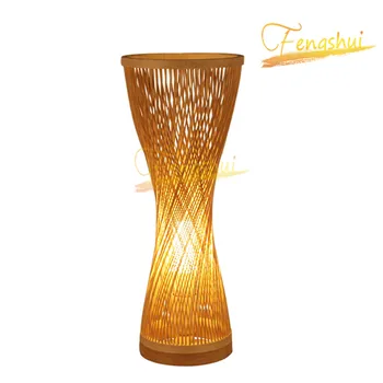 Kinesisk Stil LED Bambus Bord Lampe Retro Hånd-vævet Bord Dekoration Lampe til Undersøgelse Sengen Soveværelse Stue Bord Lys