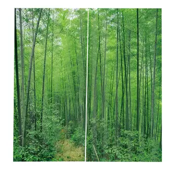 Kinesisk stil 3d Mørklægning gardiner til stuen Bambus skov natur Gardiner, der kan Tilpasses alle størrelser