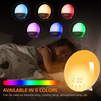 Kreative FM-radio med dobbelt alarm clock farverige atmosfære lanterne wake-up light hjem soveværelse sengen nat lys USB-opladning
