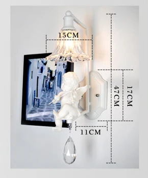 Kreative Pastorale Hvid Engel Crystal E14 110/220V Smedejern væglampe Sconce til foyeren abajur sengen lamparas bar gangen