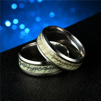 Kreative rustfrit stål lysende ring fluorescerende titanium stål ring mode mænd og kvinder ring engros