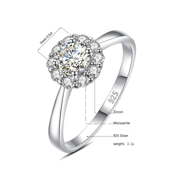 Kvalitet Produkt 18K Moissanite Ringe Kvinders Gemstone 0.5 ct D Farve VVS Blad-formet 925 Sterling Sølv Ring, Bryllup Smykker