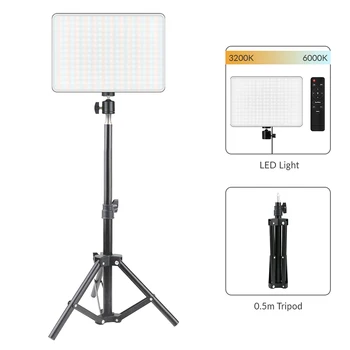 LED-Fotografering Fill-in-Lys Med Trefod Fjernbetjening Dæmpbar Panel Belysning Video Lampe Til Live Youtube Foto Studio