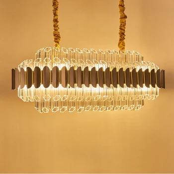 LED Postmoderne Oval Krystal Art Deco-Design-LED-Lysekrone med Glans Suspension Armatur Lampen Til Foyeren