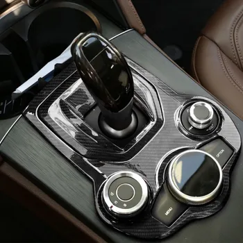 LHD RHD Bil Styling Ægte Carbon Fiber Centrale Konsol Gear Shift Trim Panel Cover Stick Til Alfa Romeo Giulia Stelvio 2017-2019