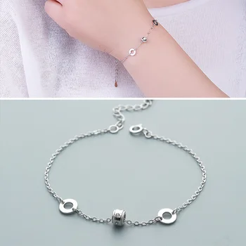 L&P Mode 925 Sterling Sølv Armbånd til Kvinder, med 3 Stykker Ægte 925 Sølv Cirkel Charme Armbånd Party Smykker