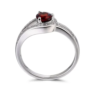 Leige Smykker Ægte, Naturlig Granat Ring Løfte Ring Januar Birthstone Runde Cut Rød Ædelsten 925 Sterling Sølv Ring Gaver