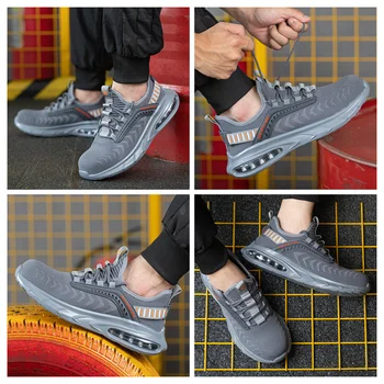 Let sikkerhedssko mænds åndbar sports wear-resistent stål tåkappe punktering resistente arbejde støvler sko uovervindelig