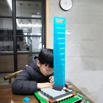 Lezi 8010 Arkitektur Shanghai World Financial Center 3D-Model DIY Mini Diamant Blokke, Mursten Bygning Legetøj for Børn, ingen Box