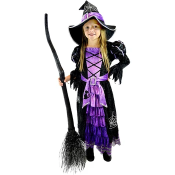Lilla Eventyr Søde Heks Kostume Deluxe Sæt til Piger Cosplay Kostume Halloween Fancy Kjole